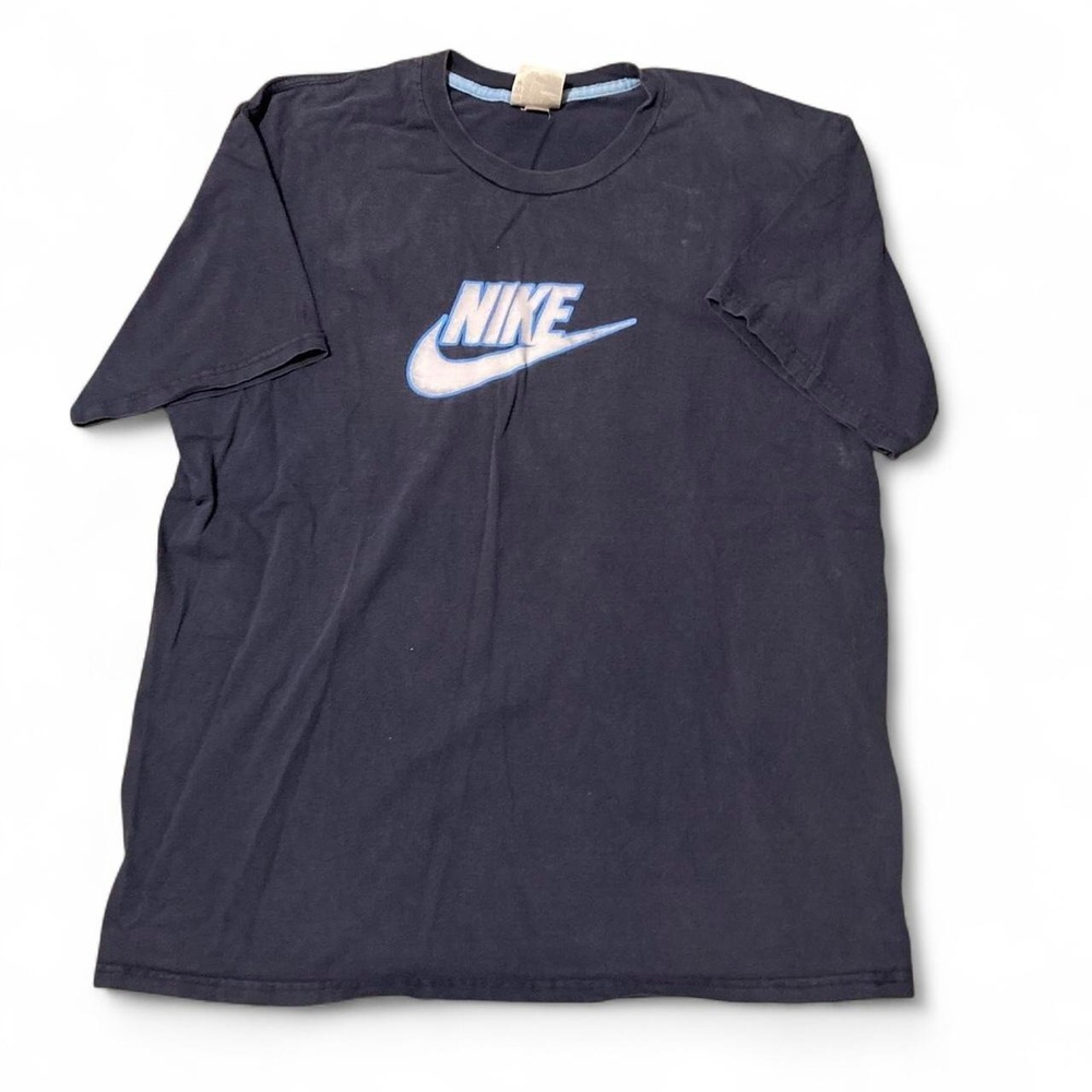 Nike Silver tag Navy Swoosh graphic tee vintage 00s faded cotton XL/23